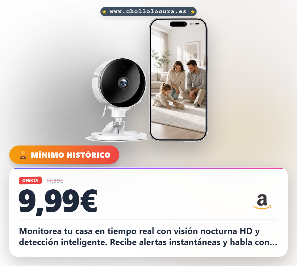 Consigue la cámara WiFi interior con visión nocturna HD y detección de movimiento inteligente al mejor precio