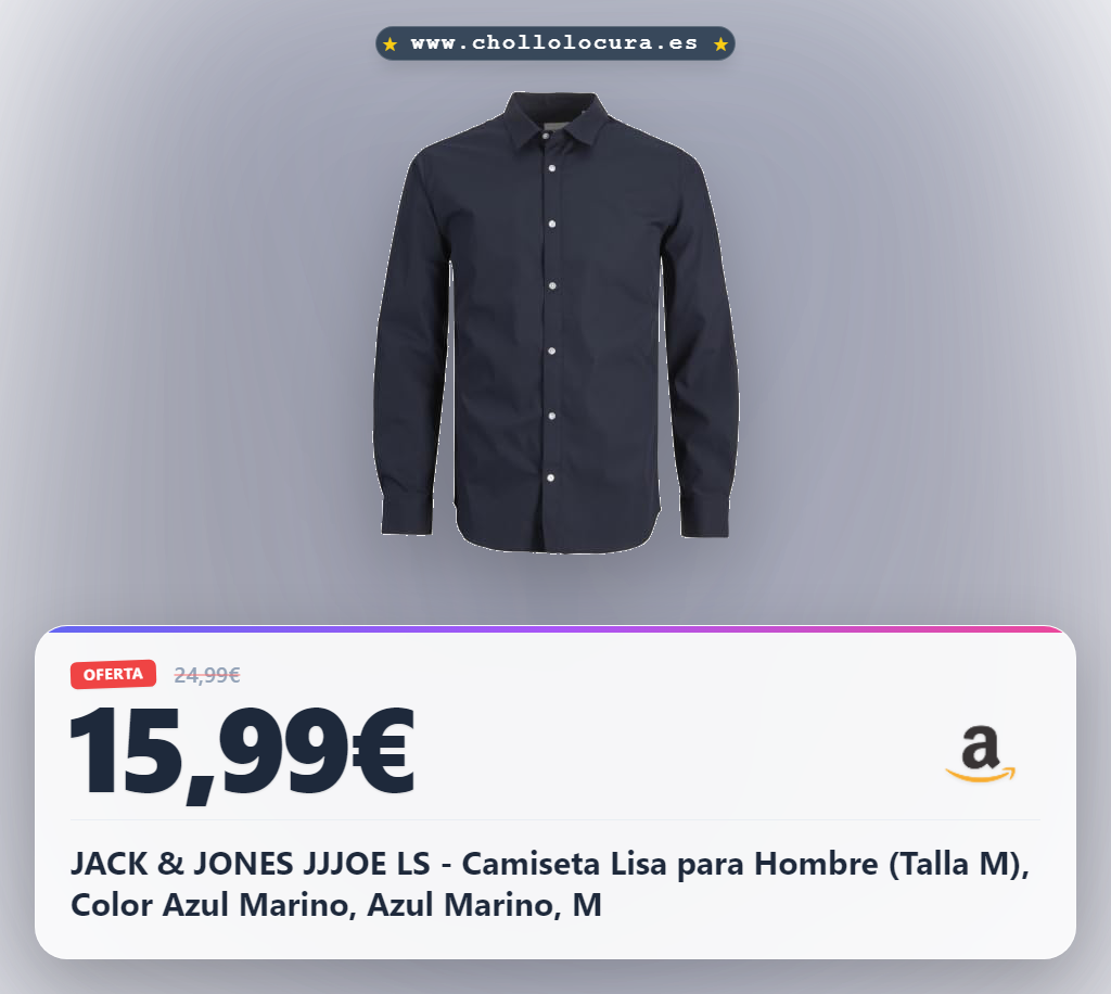 Aprovecha la camiseta JACK & JONES JJJOE LS para hombre: corte regular, suave y cómoda en azul marino a precio de chollo.