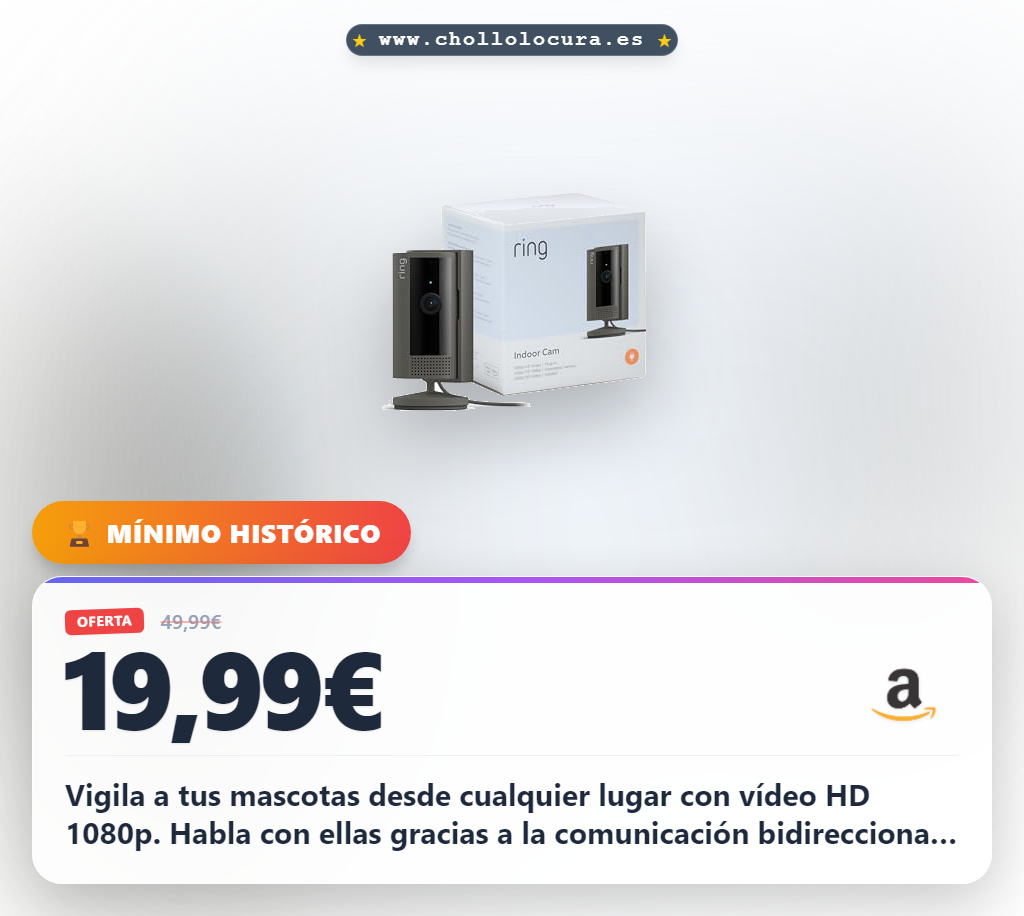 Consigue la cámara Ring para mascotas con comunicación bidireccional y vídeo HD 1080p al mejor precio