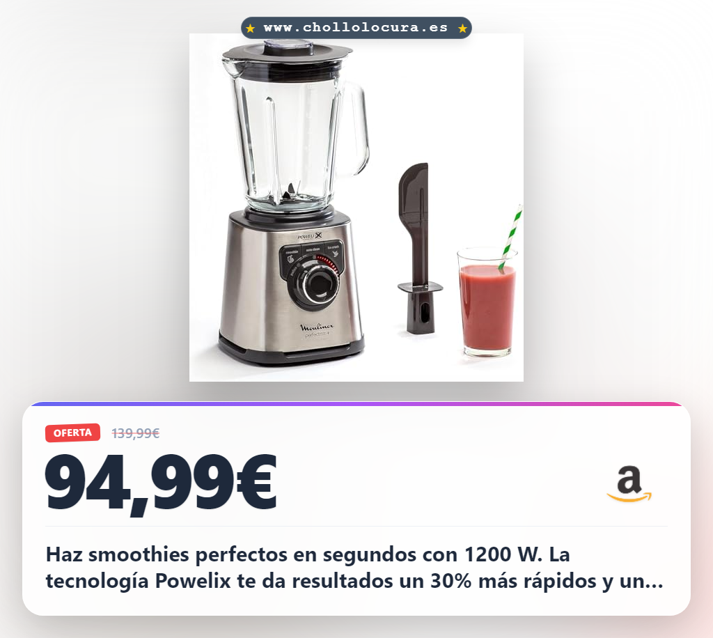 Aprovecha la batidora Perfect Mix+ 1200W con tecnología Powelix para smoothies rápidos y potentes al mejor precio