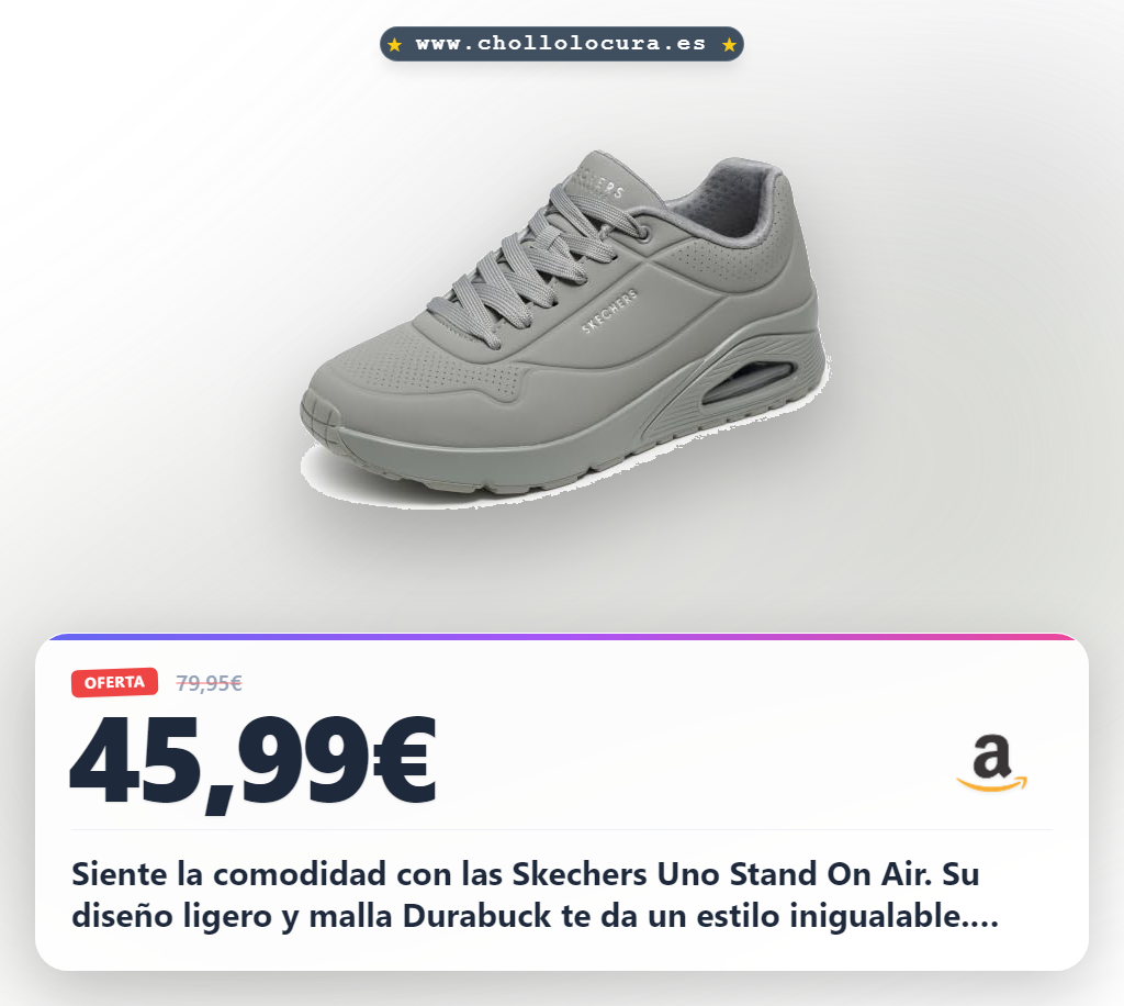 Ahorra en Skechers Uno Stand On Air Zapatillas Hombre Durabuck Mesh Light Grey Talla 43 EU en oferta histórica