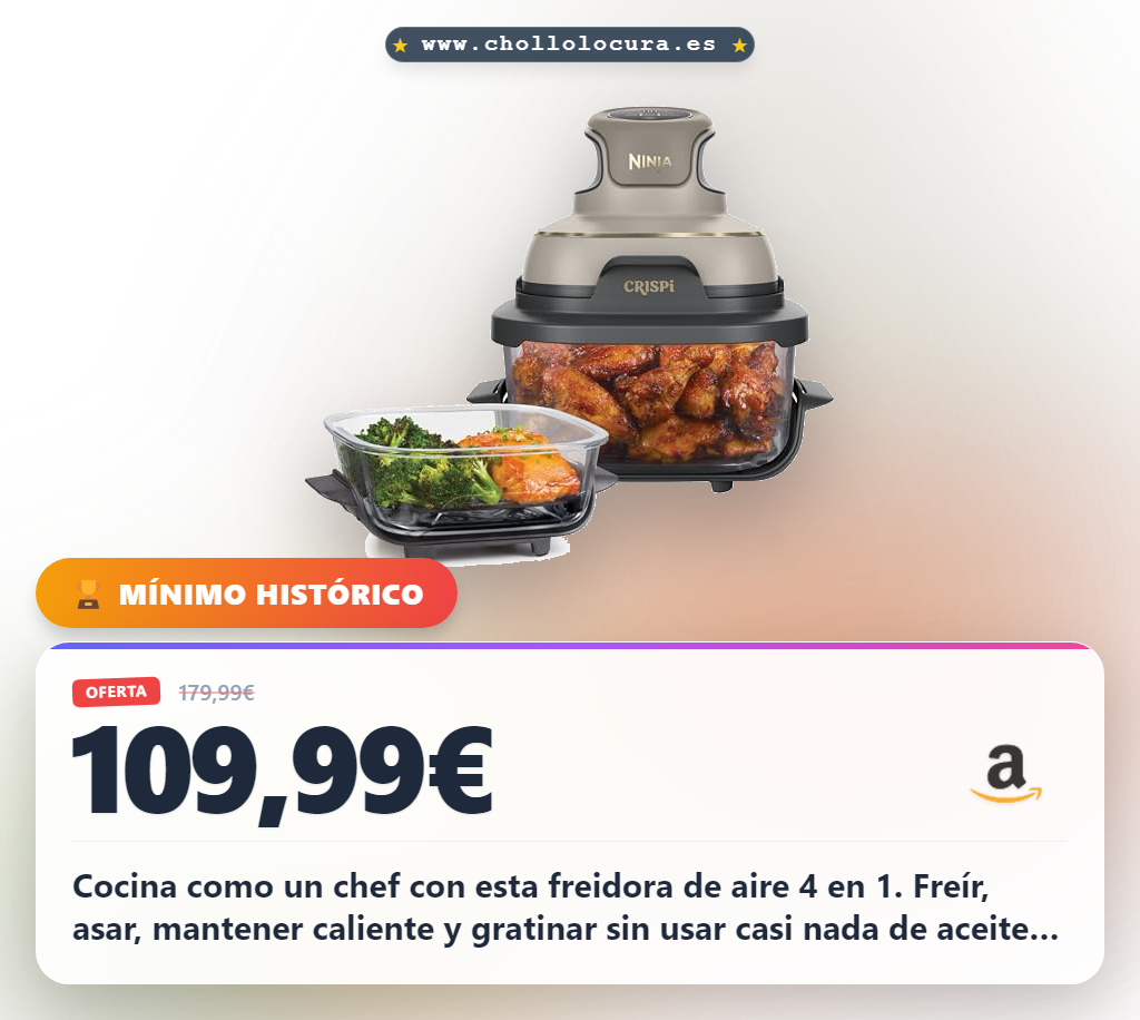 Aprovecha la freidora de aire Ninja 4 en 1 con 75% menos aceite y recipientes intercambiables al mejor precio