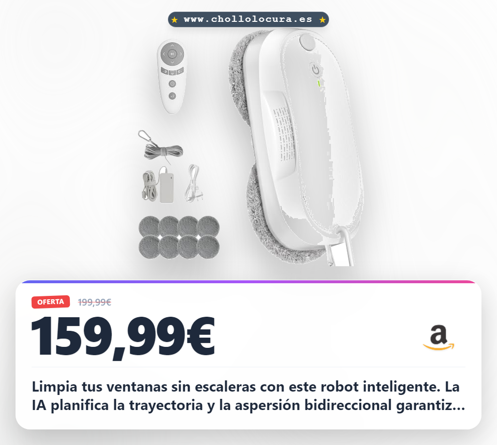 Aprovecha el robot de limpieza de ventanas KKI con IA y doble pulverización 3200pa al mejor precio en oferta histórica