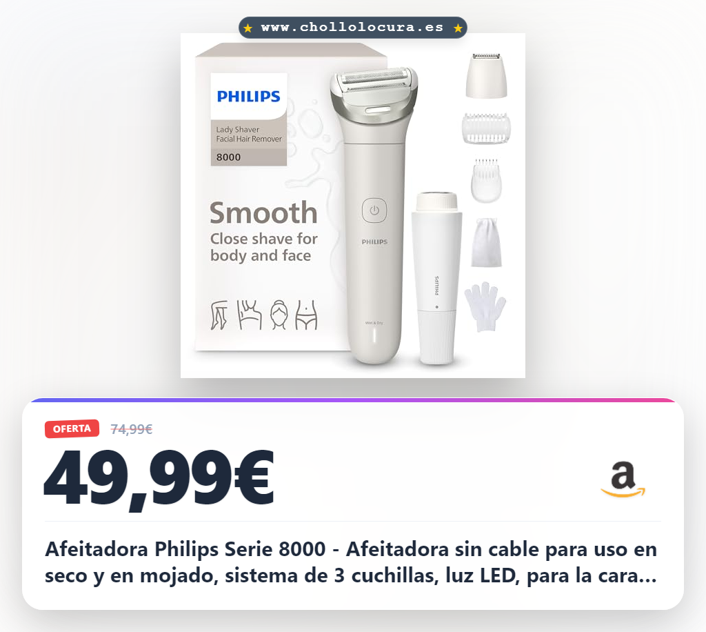 Aprovecha la afeitadora Philips Serie 8000 sin cable para cuerpo y bikini en oferta histórica