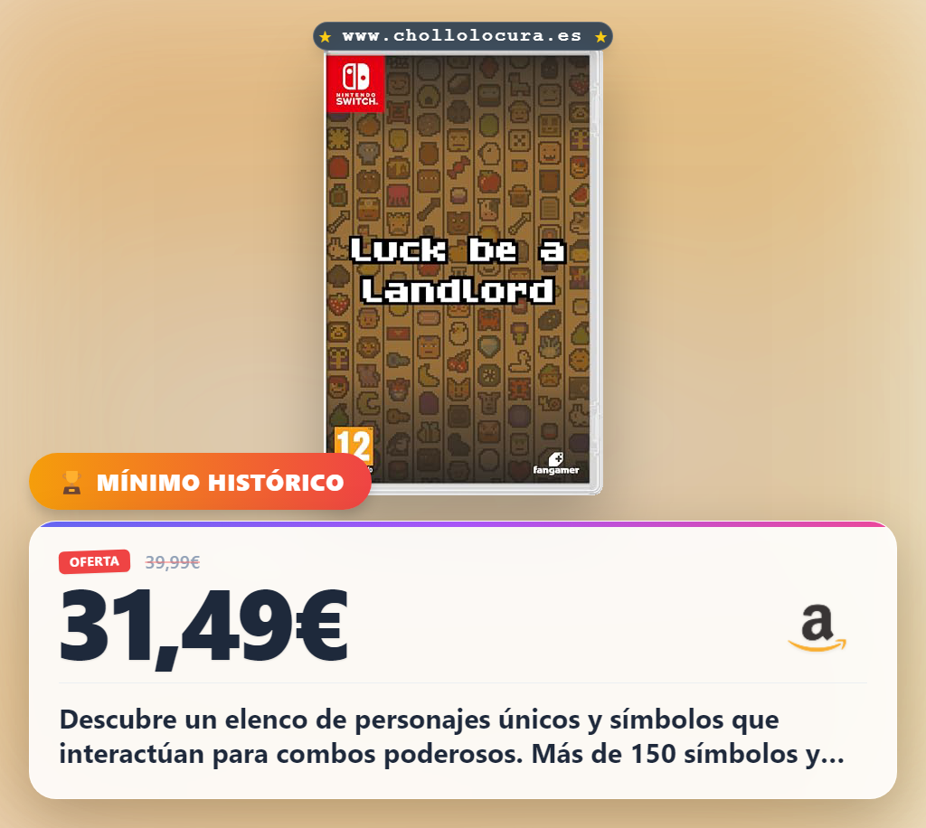 Aprovecha Luck Be a Landlord Switch con 20 niveles y 150 símbolos en oferta histórica