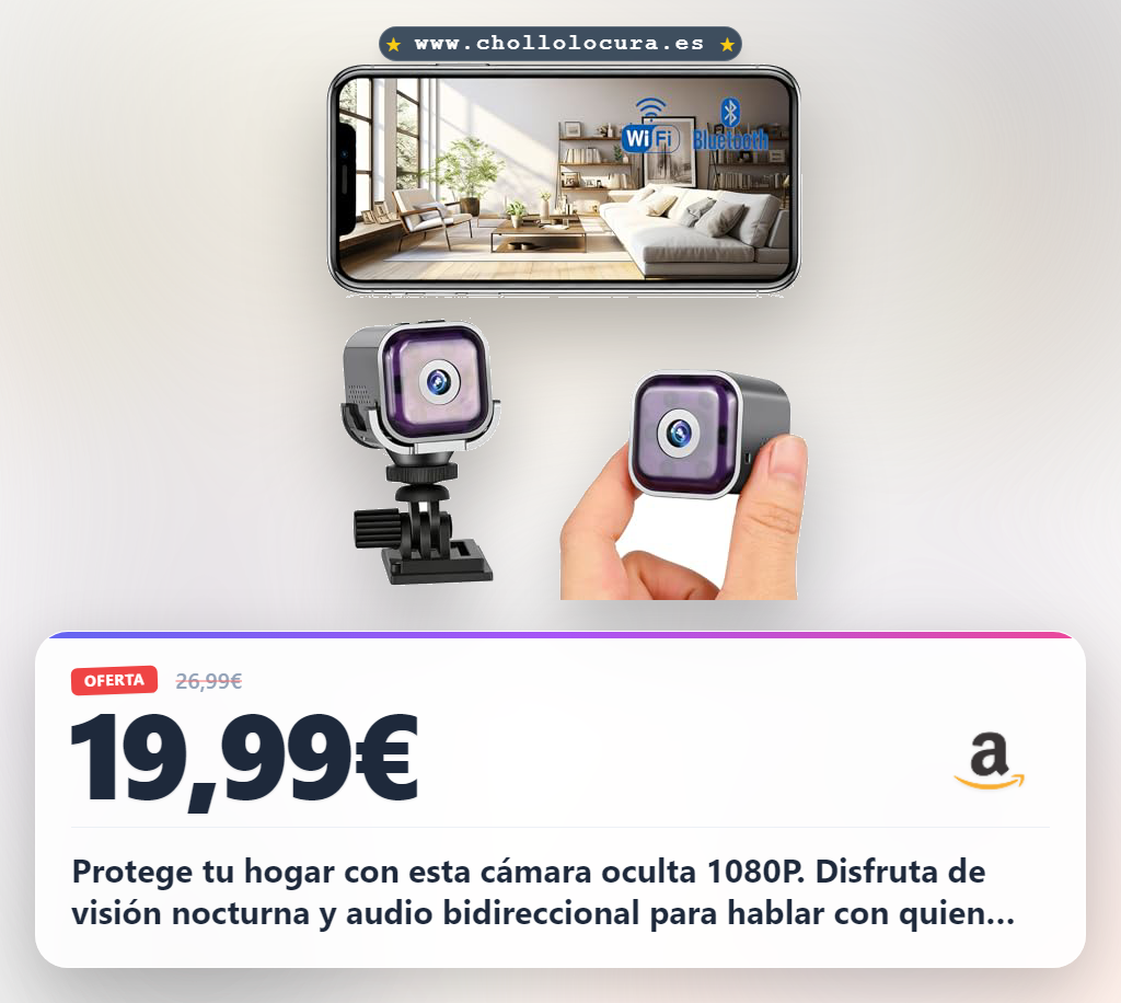 Obtén esta cámara espía 1080P de vigilancia WiFi: ¡Oferta relámpago con visión nocturna y detección de movimiento!