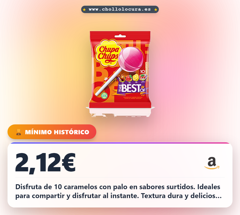 Aprovecha los caramelos Chupa Chups con palo en oferta: 10 unidades para compartir al mejor precio