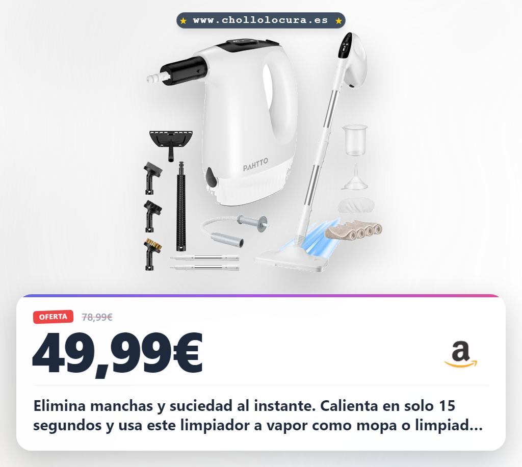 Aprovecha este limpiador a vapor portátil PAHTTO de doble uso. Limpia rápido en 15 segundos y elimina manchas con su mopa multifuncional.