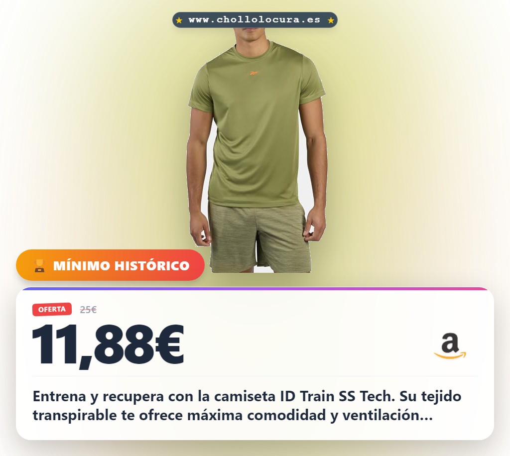 Aprovecha la camiseta Reebok ID Train SS Tech de poliéster reciclado para entrenar con estilo