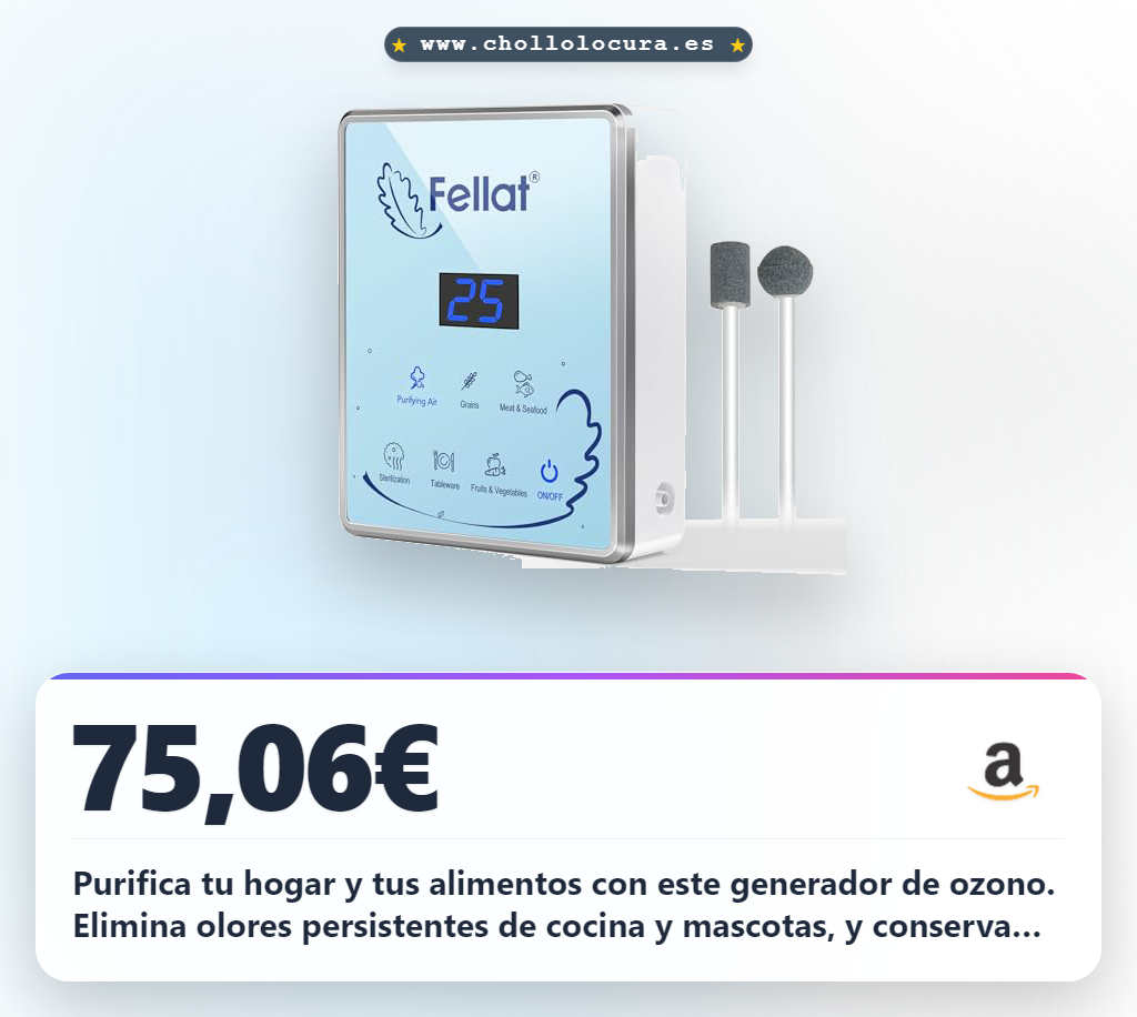 Ahorra en purificación: Generador de Ozono portátil FELLAT para agua y aire, elimina olores y desinfecta al mejor precio