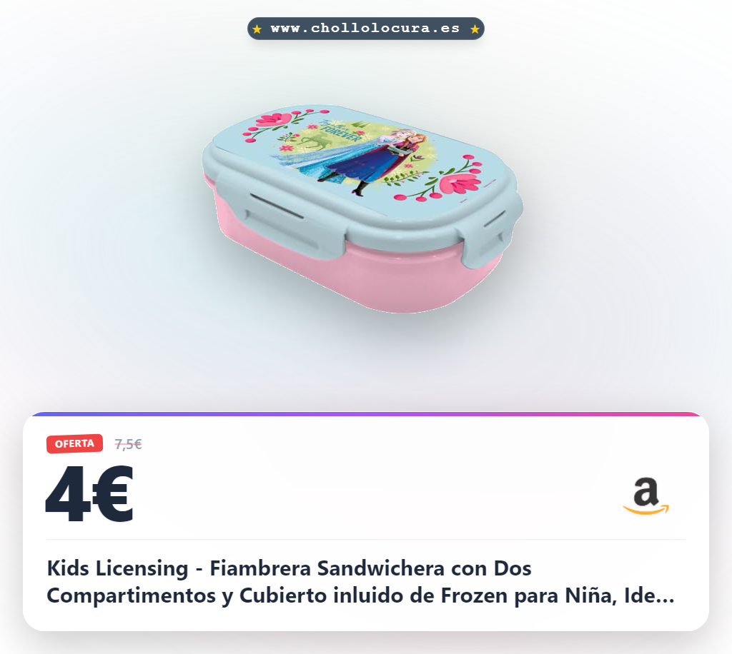 Kids Licensing - Fiambrera Sandwichera con Dos Compartimentos y Cubierto inluido de Frozen para Niña, Ideal Picnic, Cole y Excursiones