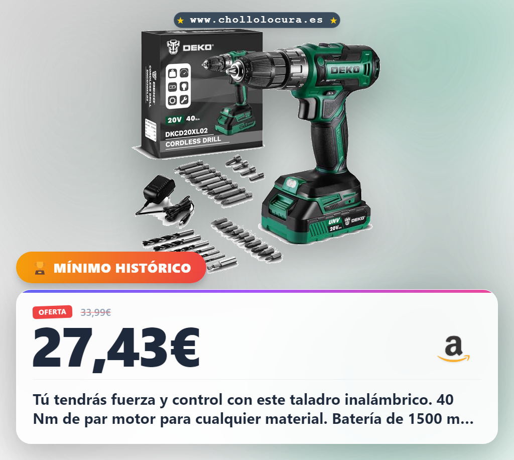Taladro Inalámbrico, DEKOPRO 20V Taladro Atornillador Bateria con 1 Baterías y Cargador, 40 Nm, 2 Velocidad y LED, Adecuado para Bricolaje en Casa y Jardín,Verde