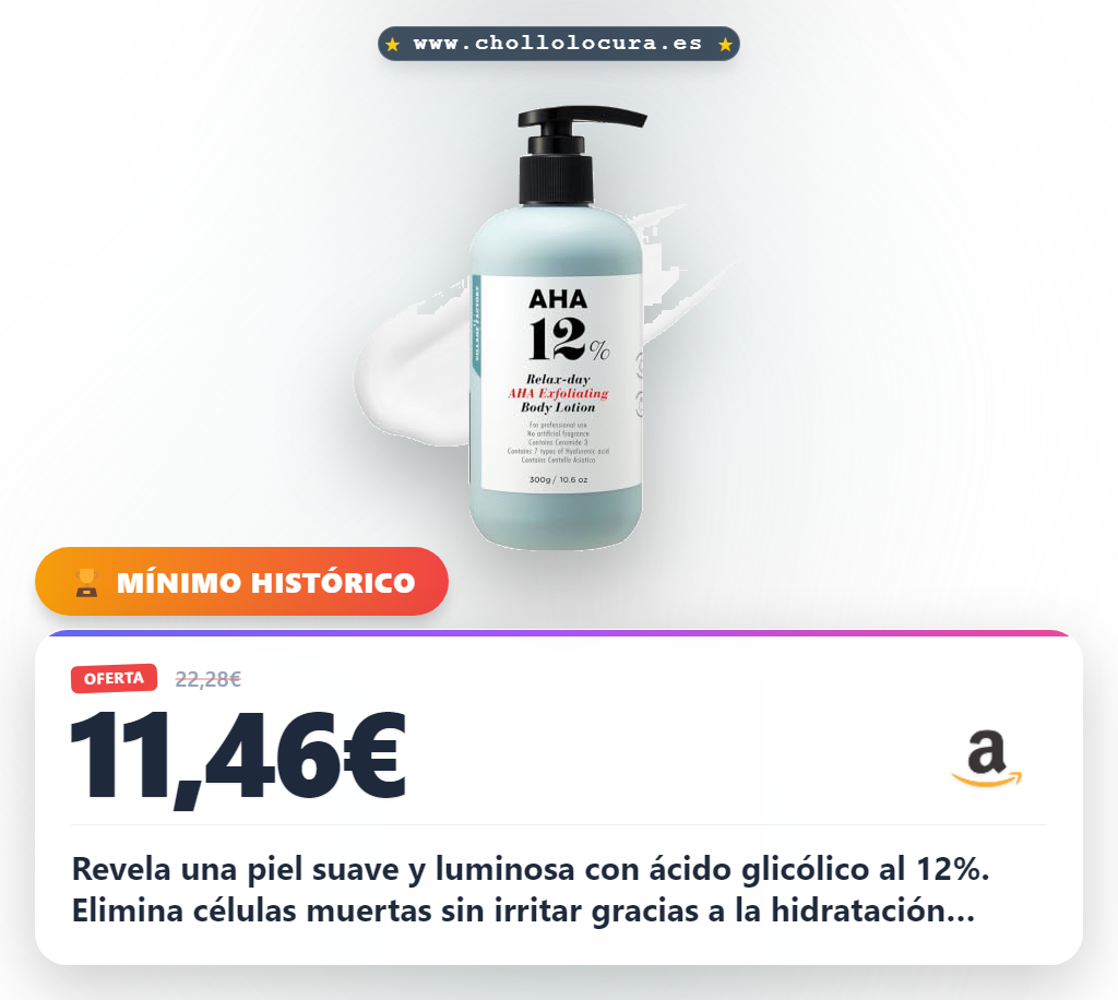Aprovecha esta loción corporal con ácido glicólico al 12% para una piel rejuvenecida y suave en oferta