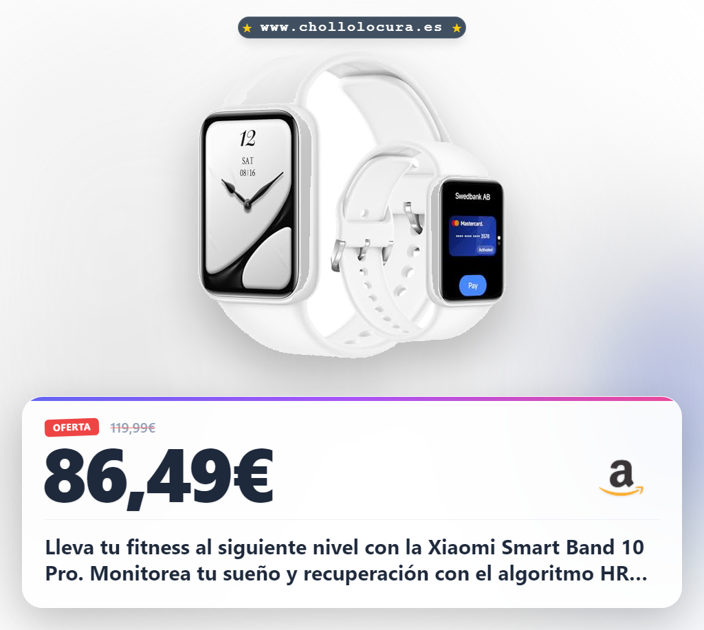 Consigue la pulsera Xiaomi Smart Band 10 Pro con NFC y seguimiento de sueño mejorado al mejor precio