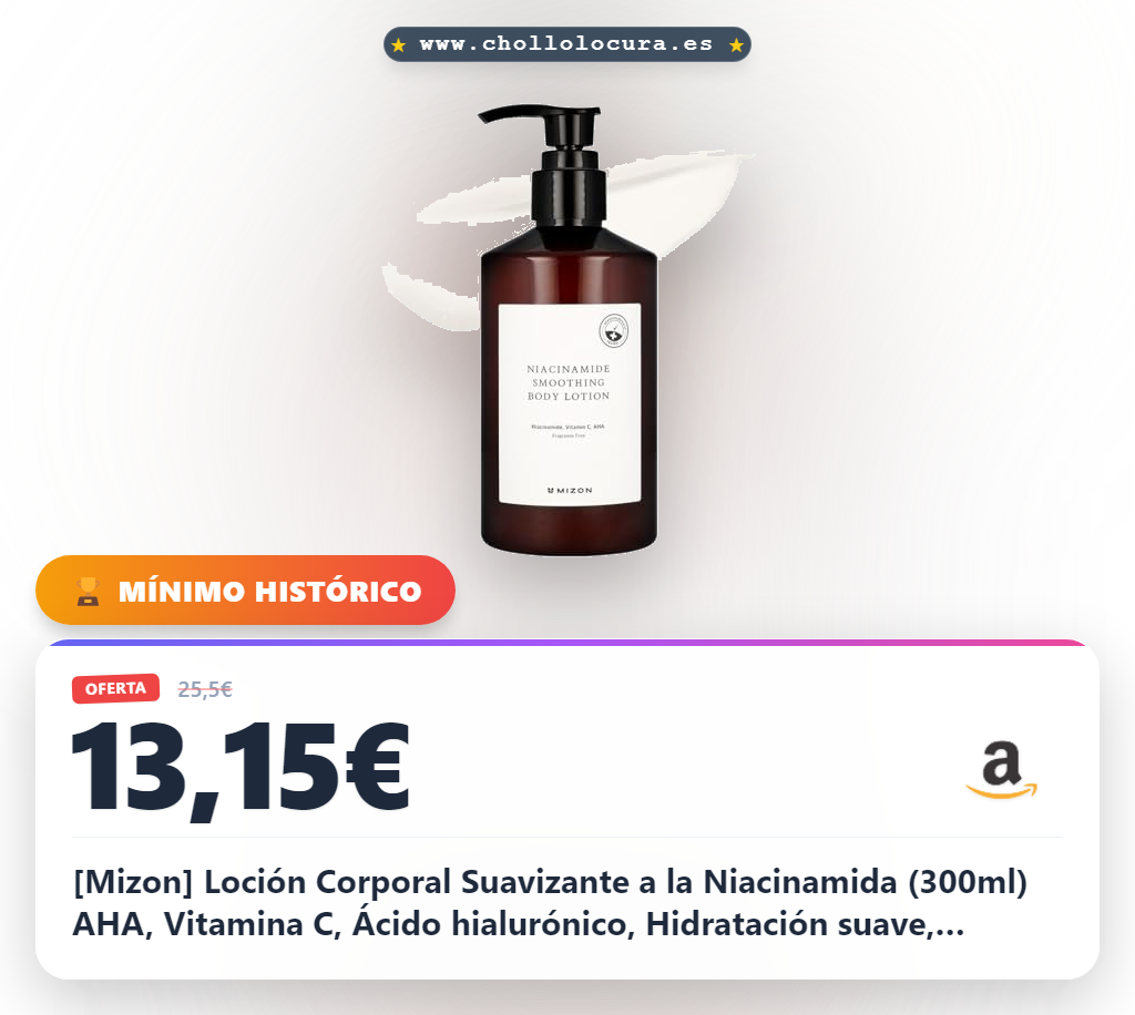 [Mizon] Loción Corporal Suavizante a la Niacinamida (300ml) AHA, Vitamina C, Ácido hialurónico, Hidratación suave, Cuidado de la pigmentación, Exfoliación suave (Niacinamide Smoothing Body Lotion)
