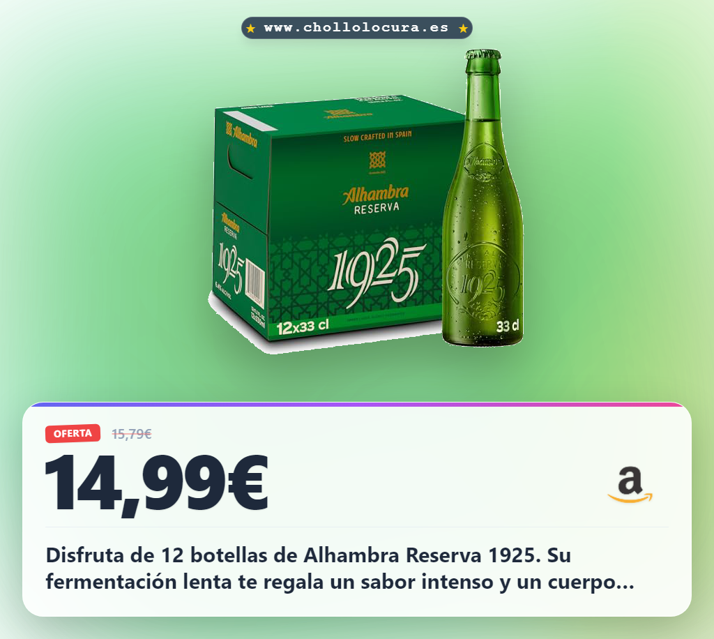 Consigue este pack de 12 botellas de Alhambra Reserva 1925 con fermentación lenta y sabor intenso al mejor precio