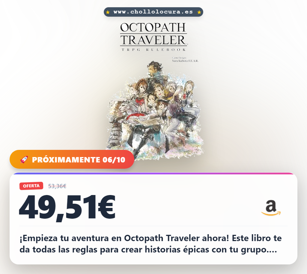 Logra la aventura épica con el rulebook de Octopath Traveler TRPG en oferta histórica y juego hoy mismo al mejor precio del año al instante.