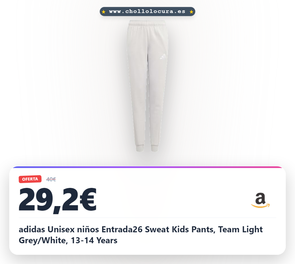 adidas Unisex niños Entrada26 Sweat Kids Pants, Team Light Grey/White, 13-14 Years