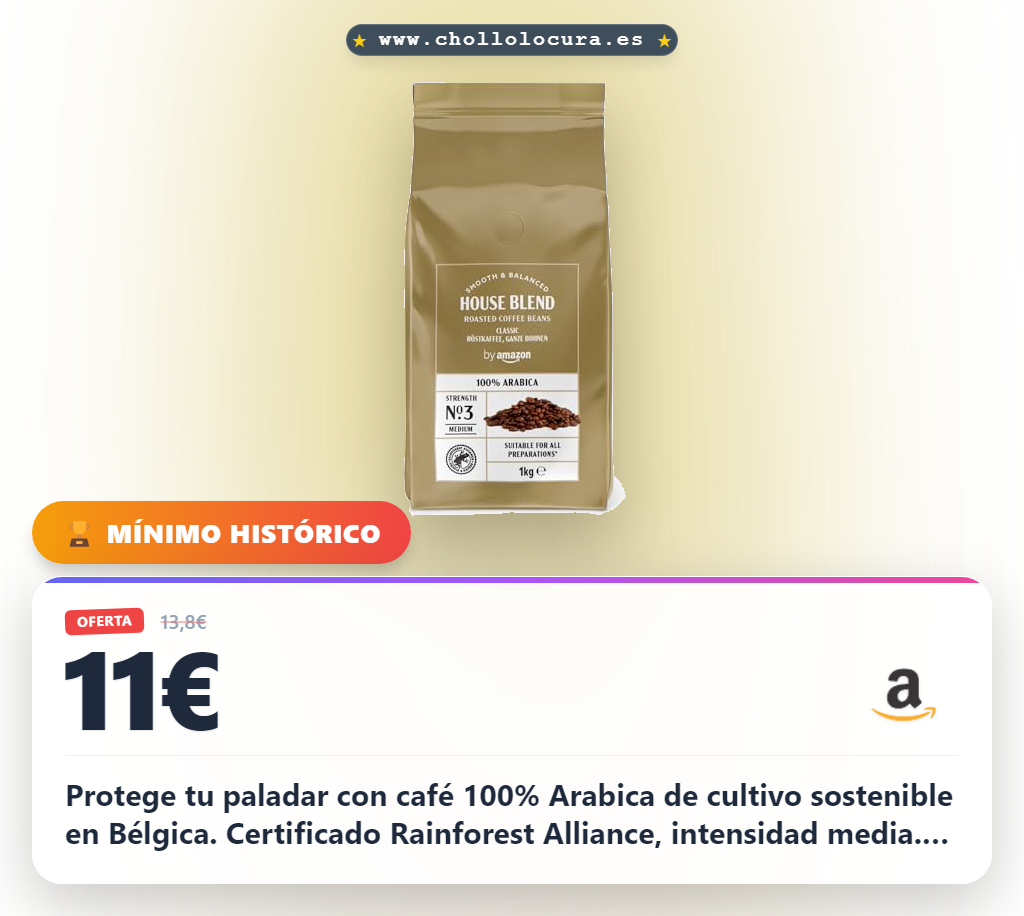 by Amazon Café En Grano Natural, Puro arabica, tueste medio, 1kg - certificados por Rainforest Alliance
