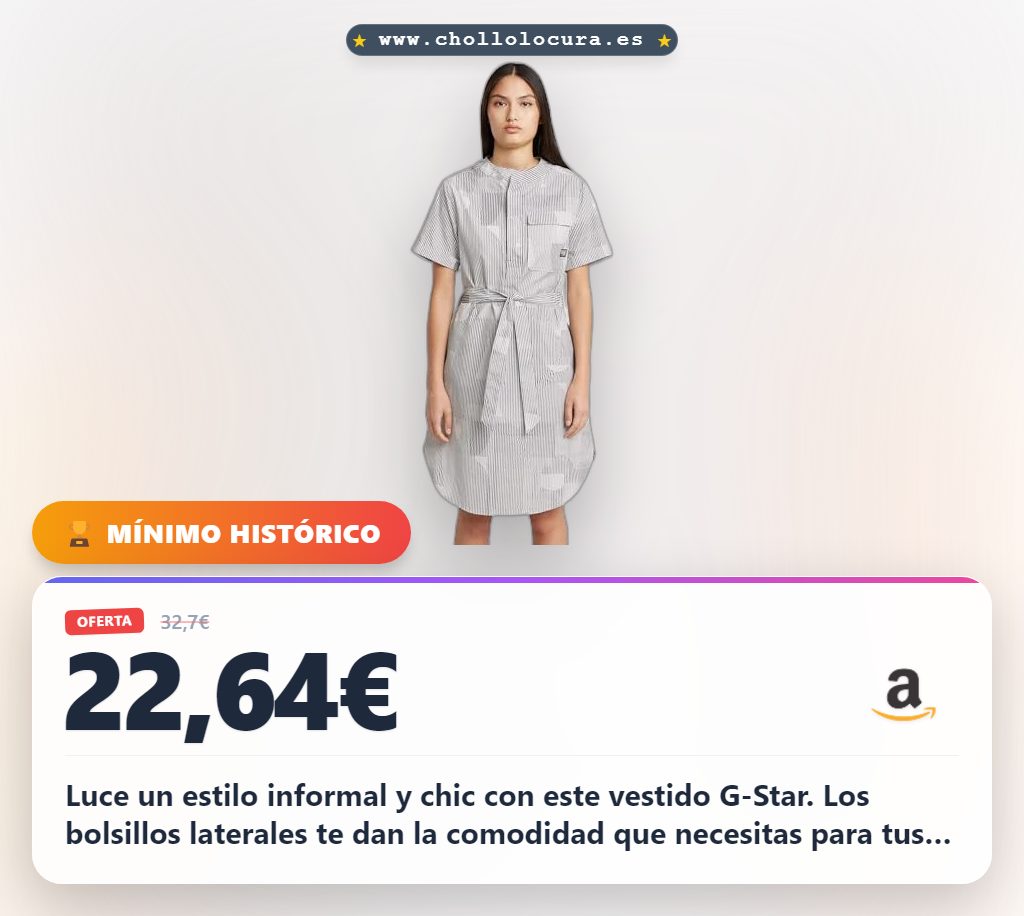 Luce un estilo informal y chic con este vestido G-Star. Los bolsillos laterales te dan la comodidad que necesitas para tus salidas. El cinturón tejido te permite definir tu figura con un toque de moda. Es fácil de usar y perfecto para cualquier ocasión.