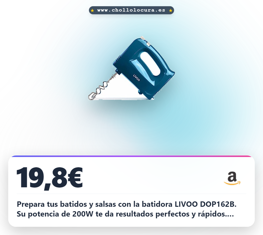 Consigue la Batidora Eléctrica LIVOO DOP162B de 200W en oferta al mejor precio