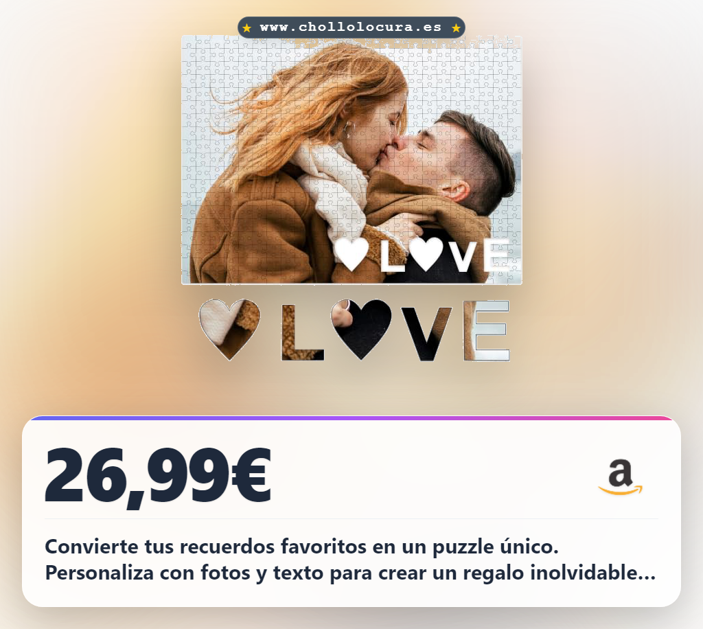 Aprovecha este rompecabezas personalizado con foto y texto. El regalo ideal para cualquier ocasión a precio de chollo.