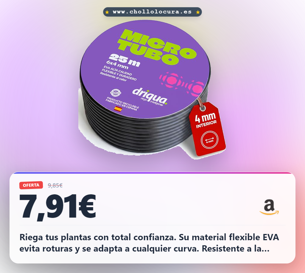 Aprovecha manguera de riego por goteo microtubo 4mm flexible EVA resistente UV fabricado en España al mejor precio