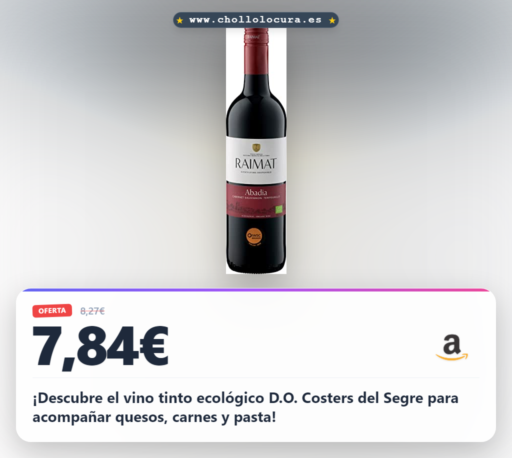 ¡Descubre el vino tinto ecológico D.O. Costers del Segre para acompañar quesos, carnes y pasta!