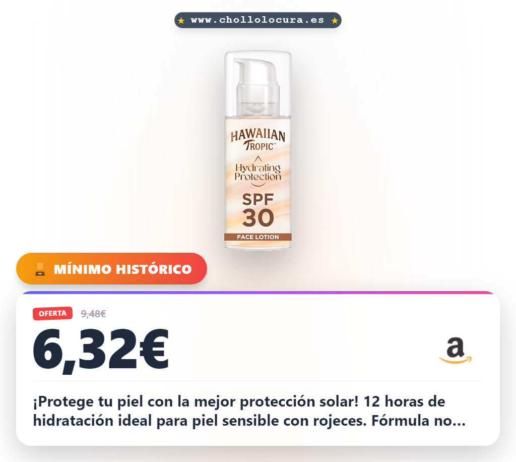 HAWAIIAN Tropic Hydration Protection Face SPF 30 - Loción Solar Protectora para el Rostro Ultra Ligera, Crema Hidratante Facial con Protección (individual)