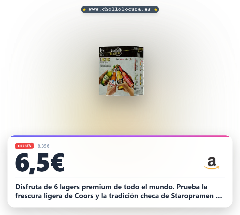 Consigue este pack de 6 botellas de Lagers del mundo Coors, Staropramen, Miller y La Sagra al mejor precio de oferta histórica en España.