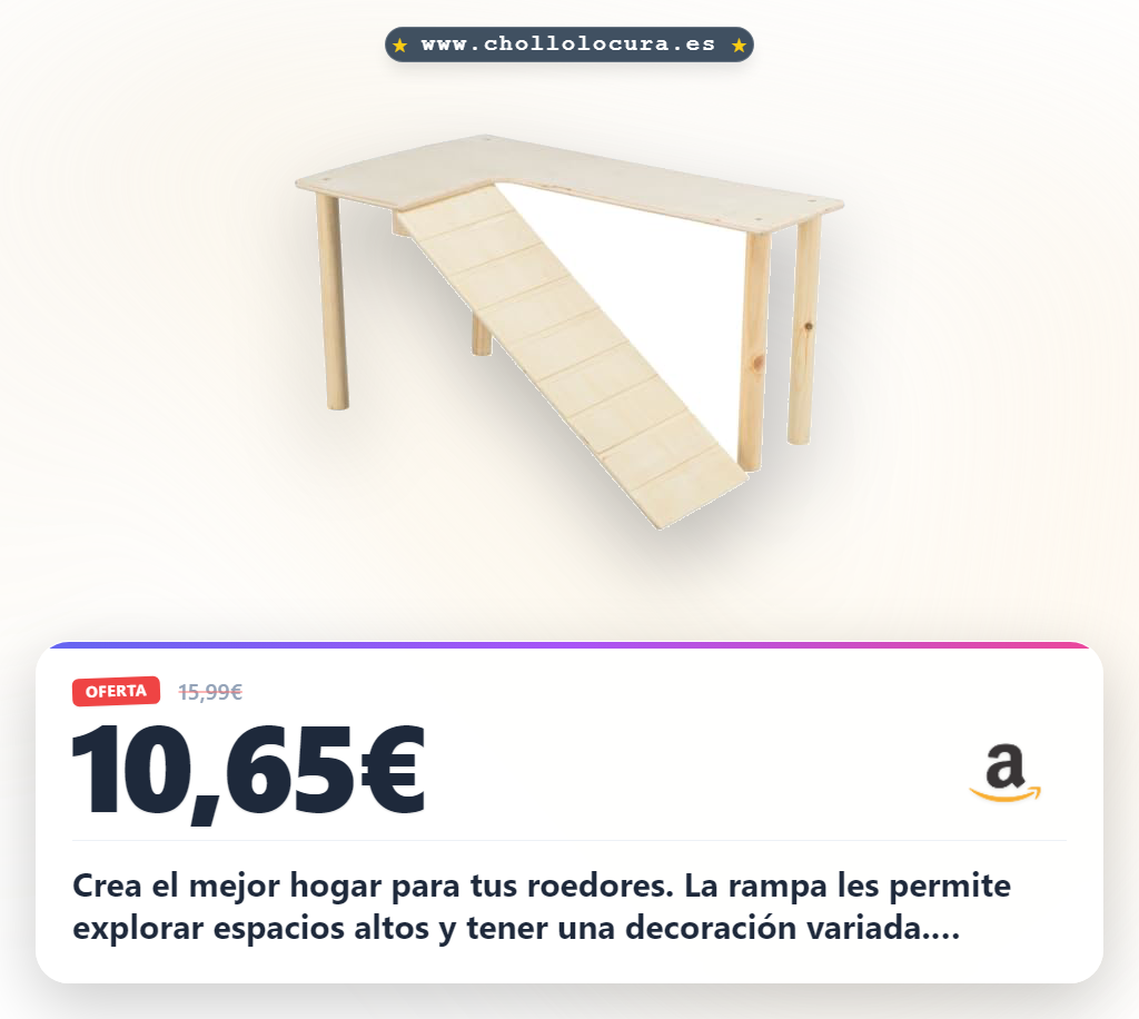 Encuentra la plataforma Trixie para roedores con rampa. Amplía tu hábitat con madera sin tratar y bienestar animal a precio de chollo