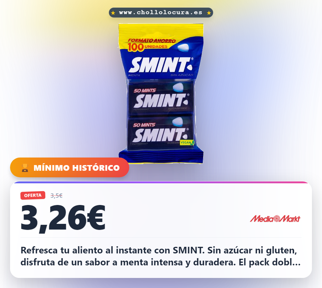Aprovecha los caramelos SMINT de menta sin azúcar en pack doble al mejor precio para refrescarte