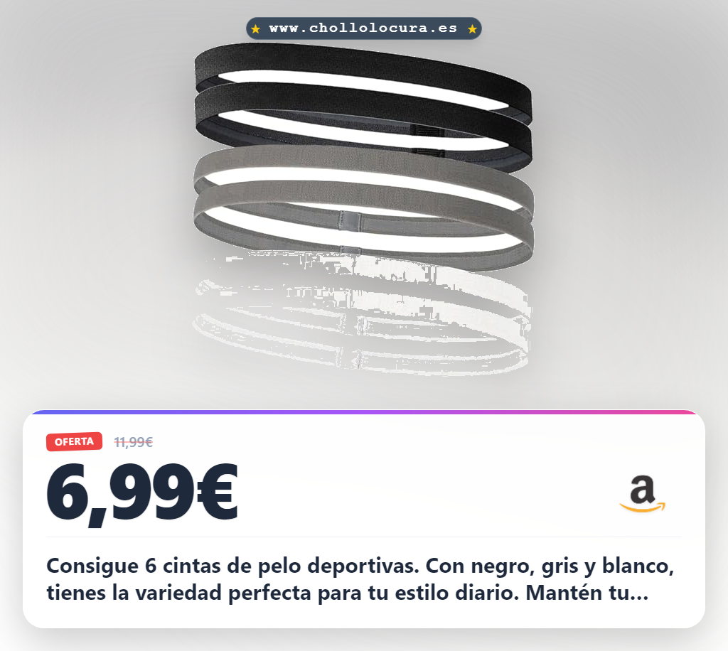 Aprovecha estas 6 cintas de pelo deportiva para hombre en oferta. Negro, gris y blanca. Cubre tus necesidades diarias.