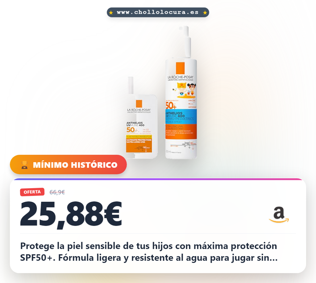 Aprovecha protector solar La Roche Posay para niños con SPF50 y facial resistente al agua en oferta