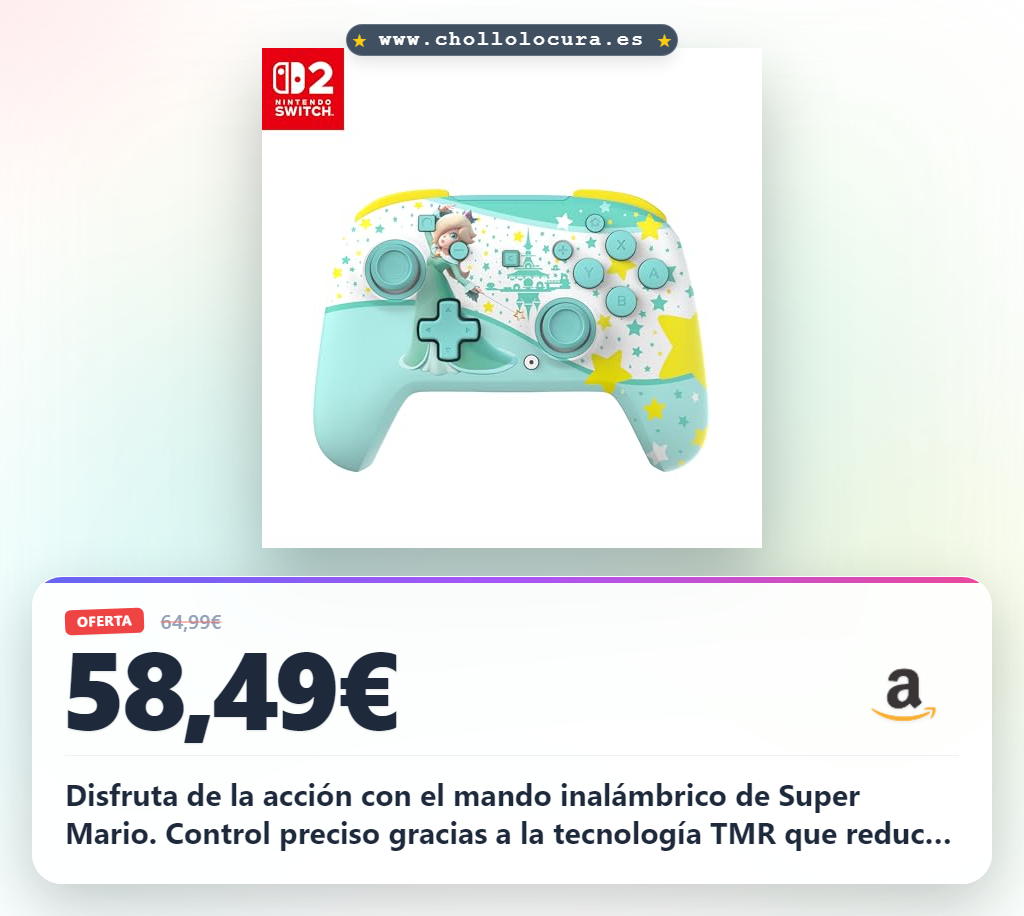 Consigue el mando inalámbrico Rosalina para Nintendo Switch 2 con sticks TMR y batería recargable al mejor precio
