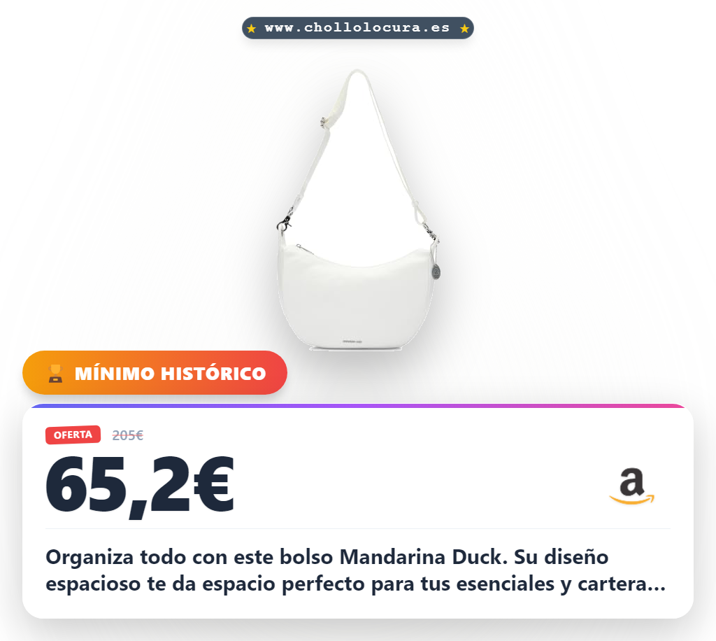 Encuentra el bolso bandolera Mandarina Duck en cuero blanco con correa ajustable y estilo elegante a precio de chollo