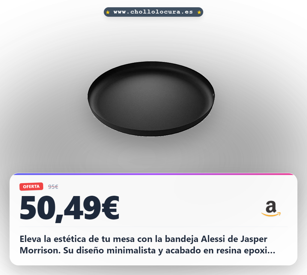 Adquiere la Bandeja Redonda Alessi Jasper Morrison de Acero Negro 35 cm en oferta histórica