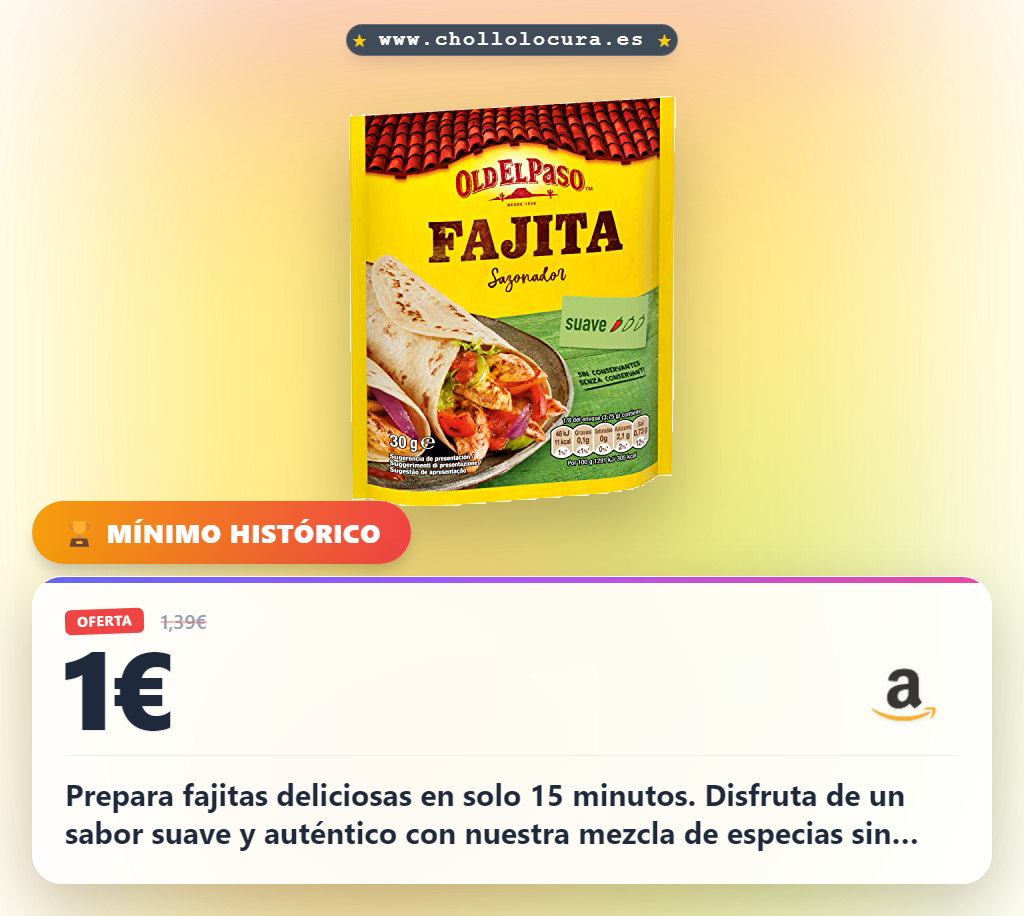 Aprovecha el sazonador para fajitas Old El Paso sin conservantes y apto para vegetarianos al mejor precio de oferta