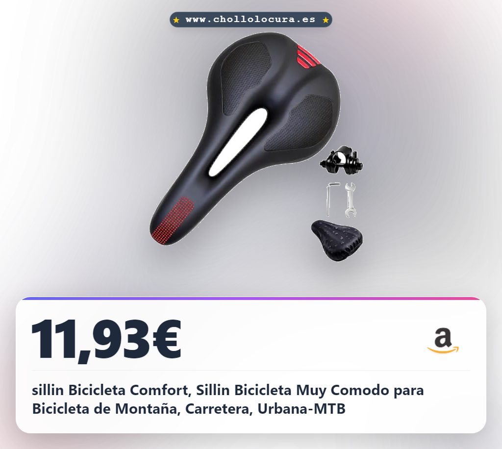 sillin Bicicleta Comfort, Sillin Bicicleta Muy Comodo para Bicicleta de Montaña, Carretera, Urbana-MTB