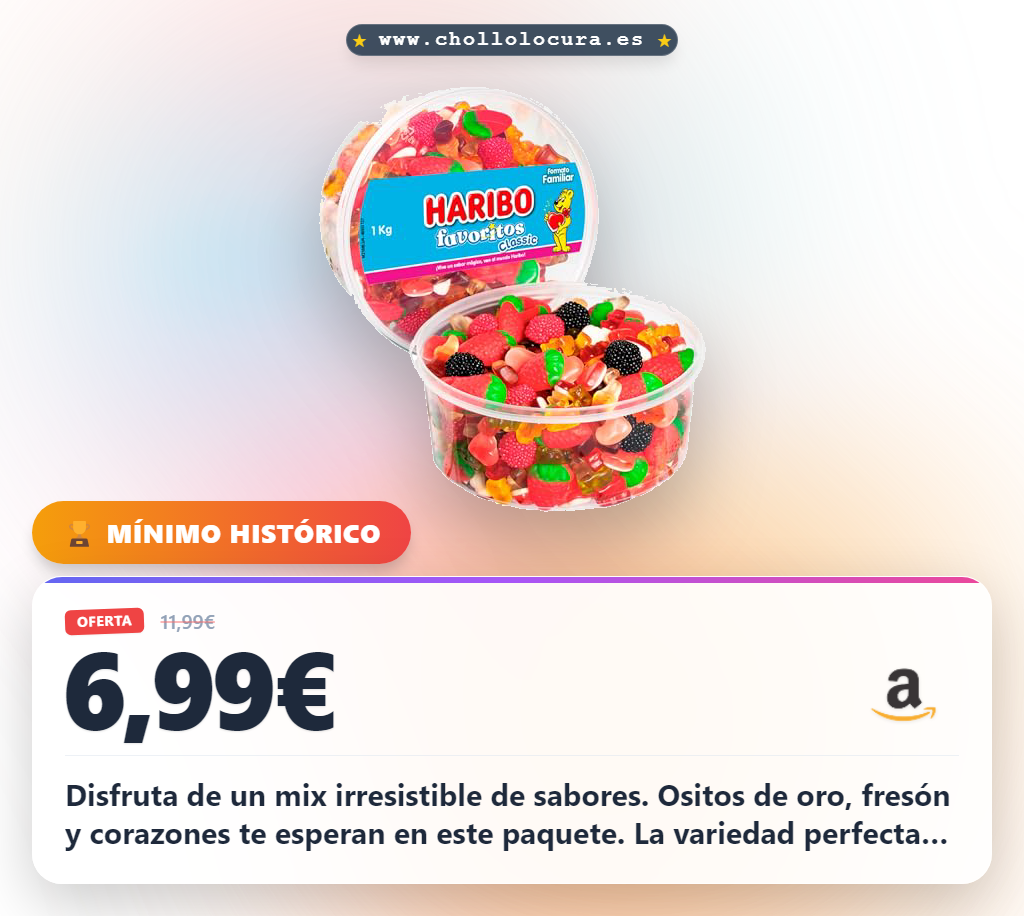 Aprovecha el mix Haribo Favoritos Classic 1Kg con ositos de oro y sabores irresistibles en oferta