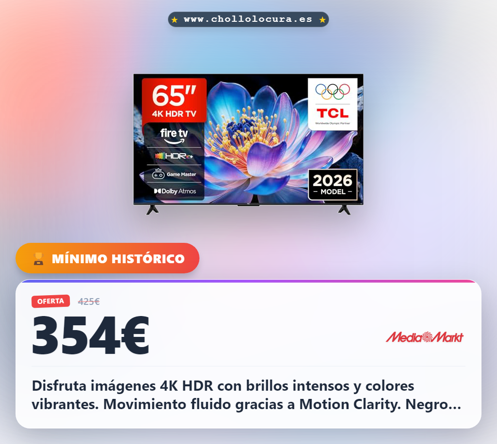 TCL 65V6D 65” 4K HDR, Fire TV, HDR10+, Dolby Atmos, DTS:X, Game Master, Motion Clarity, AirPlay 2, Presiona y Pregunta a Alexa