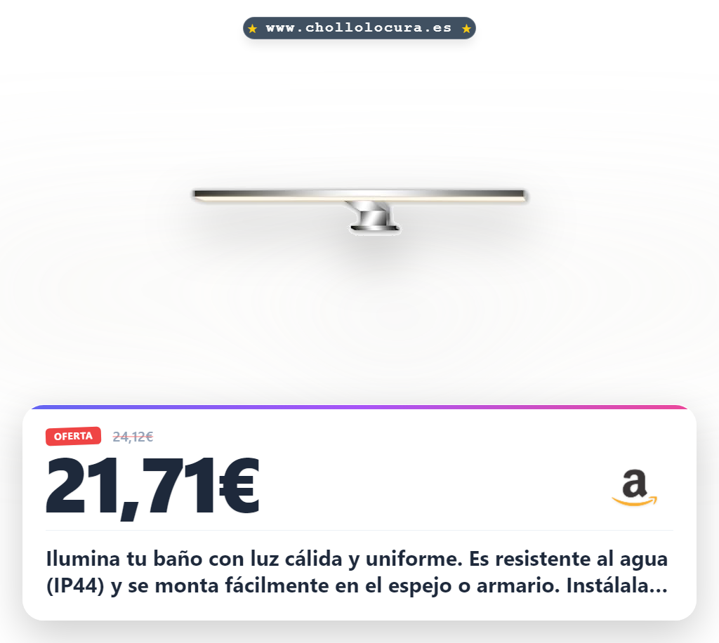 Consigue el aplique espejo baño BRILONER 2 en 1 con luz cálida y protección IP44 en oferta al mejor precio del año.