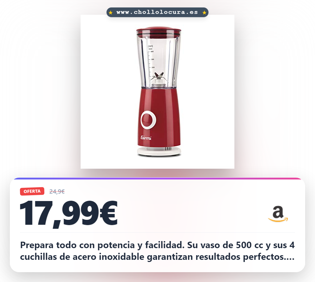 Consigue la batidora Girmi FR03 potente con 170W y vaso de acero inoxidable en oferta