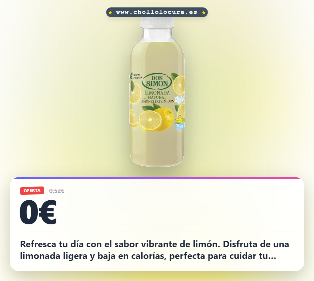 Aprovecha la Don Simón Light Limonada 330ml. Refrescante bebida baja en calorías al mejor precio.