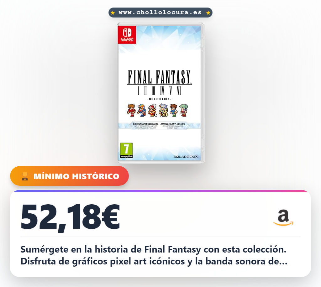 Aprovecha la colección Final Fantasy I-VI Anniversary Edition para Nintendo Switch con gráficos pixel art y música de Uematsu