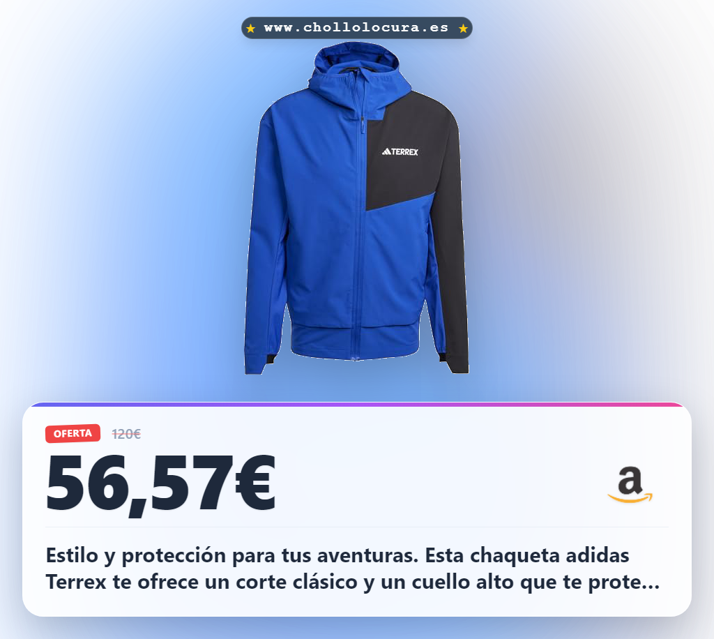 Compra la chaqueta adidas Terrex Multi Soft shell XL azul y negra con cuello alto y capucha al mejor precio