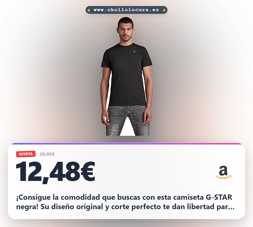 Aprovecha esta camiseta base G-STAR negra para hombre. Encuentra comodidad y un estilo original al mejor precio