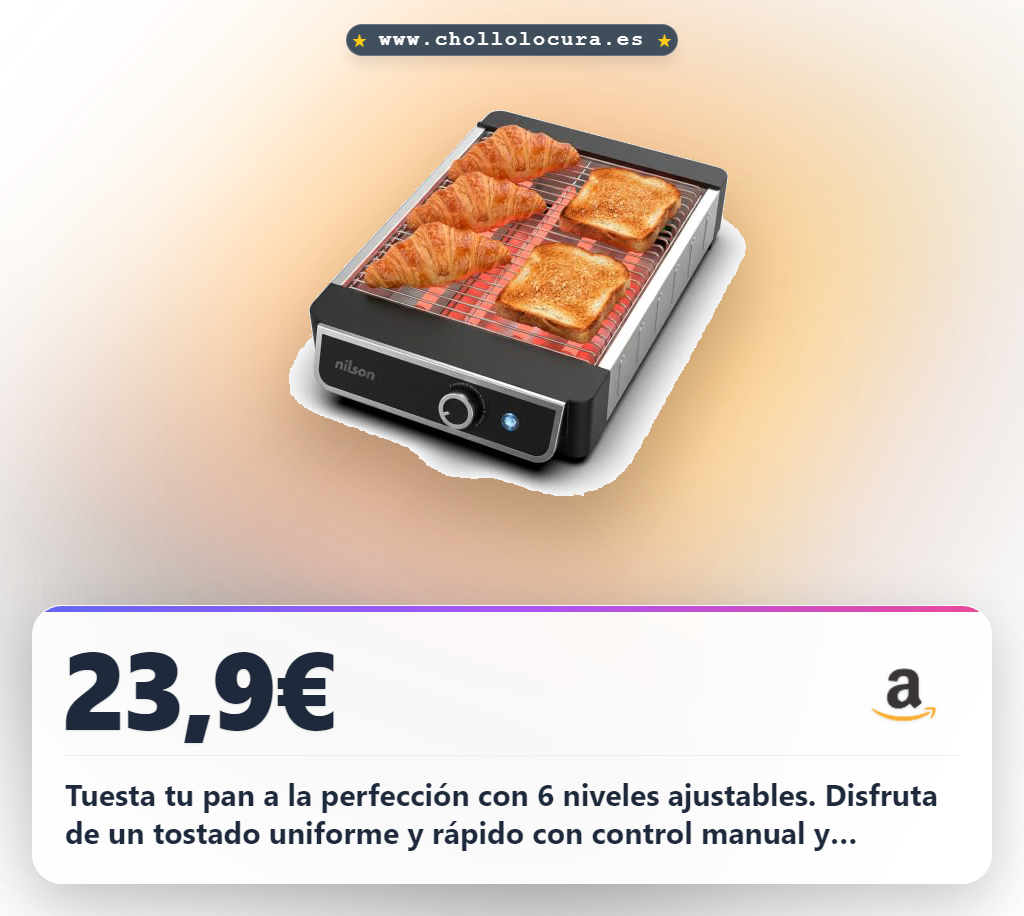 Consigue tostador plano de pan con 6 niveles y acero inoxidable al mejor precio de chollo