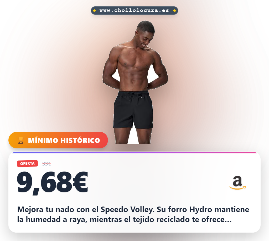 Aprovecha Speedo Classic Logo Volley 16" Short de Agua para Hombre Negro con forro Hydro y poliéster reciclado en oferta