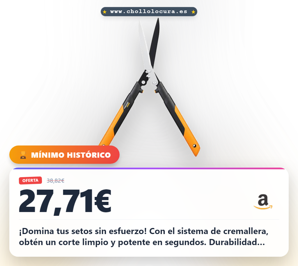 Consigue las tijeras Fiskars PowerGear X HSX92 con sistema de cremallera para podar setos y arbustos al mejor precio del año al chollo